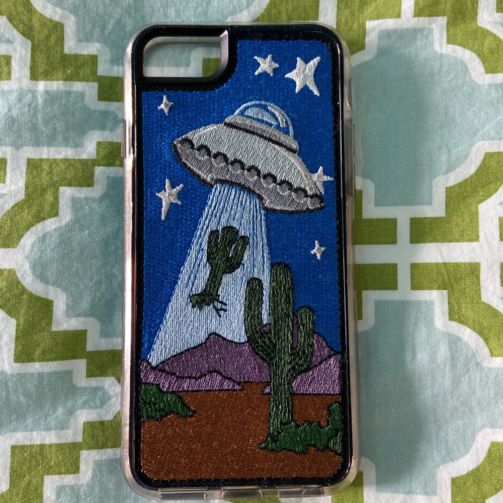 iPhone 7 embroidered cactus alien case